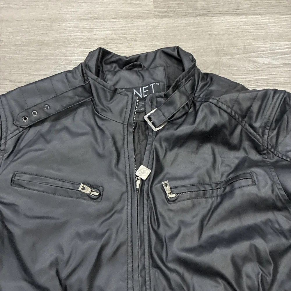 G-Net Men's Faux Leather Jacket 4 Front Pockets Size S Full Zip Black EUC - Picture 4 of 7